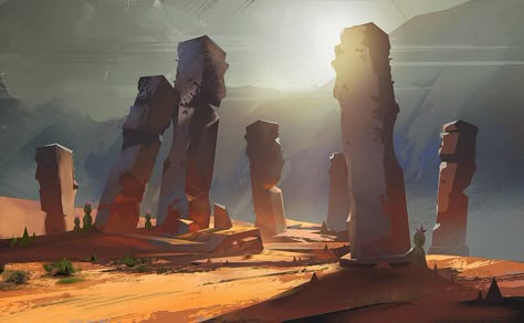 https://www.deviantart.com/art/Desert-Pillars-Process-707717003 Simple Desert Landscape, Simple Desert, Desert Landscape Art, Pelo Anime, Desert Environment, Landscape Concept, Desert Art, Fantasy Places, Desert Landscape