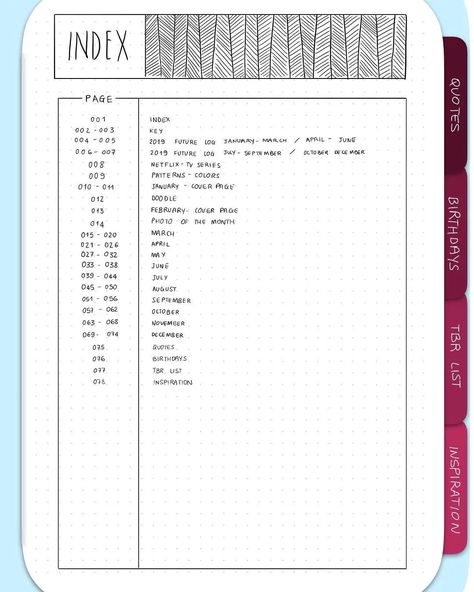 Journal Index Page, Bullet Journal Index Layout, Index Page Ideas, Bullet Journal Index Page, Diy Bullet Journal, Bullet Journal Index, Bullet Journal Contents, Bullet Journal Key, Bullet Journal Ideas Templates