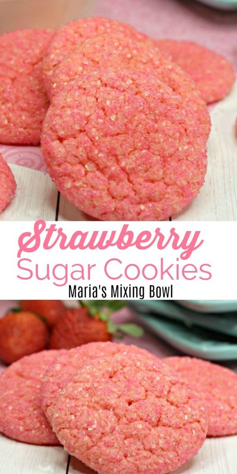 Strawberry Sugar Cookies, Strawberry Sugar, Coconut Dessert, Chewy Sugar Cookies, Cooking Courses, Strawberry Cookies, S'mores, Cookie Mix, Easy Cookie Recipes