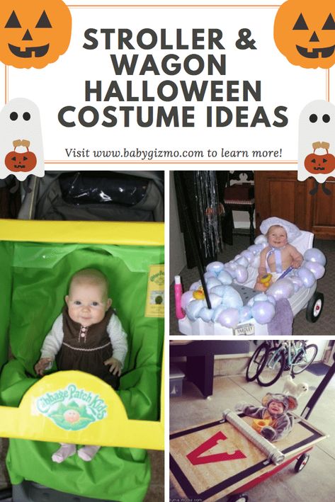 Infant Stroller Halloween Costumes, Halloween Costume Wagon Ideas, Decorate Stroller For Halloween, Costumes With Strollers, Decorated Wagon For Halloween, Double Stroller Halloween Costumes, Diy Stroller Costumes, Wagon Decorations For Halloween, Diy Wagon Halloween Costume