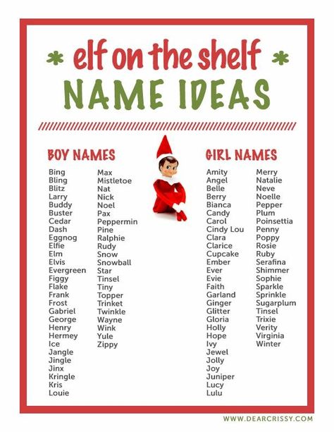 Elf On Shelf Names, Elf Name Ideas, Elf On The Shelf Names, Christmas Elf Names, Elf Names, Traditional Shelves, Awesome Elf On The Shelf Ideas, Xmas Elf, Elf Fun