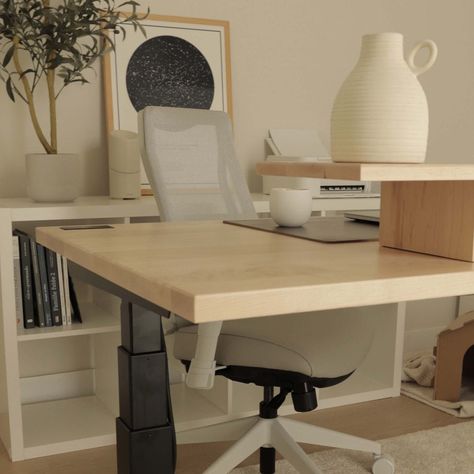 Solid Wood Standing Desk | The Sway Desk - ergonofis Wood Standing Desk, Adjustable Standing Desk, Sit Stand Desk, Best Desk, Office Workspace, Wood Table Top, Solid Wood Table, Adjustable Desk, Adjustable Height Desk