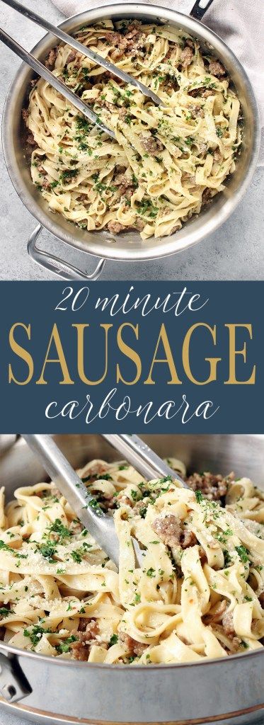 20-Minute Sausage Carbonara Sausage Carbonara, Weeknight Pasta, Fast Meals, Yummy Pasta, Fall Recipes Healthy, Carbonara Pasta, Healthy Snack Options, Pot Luck, Yummy Pasta Recipes