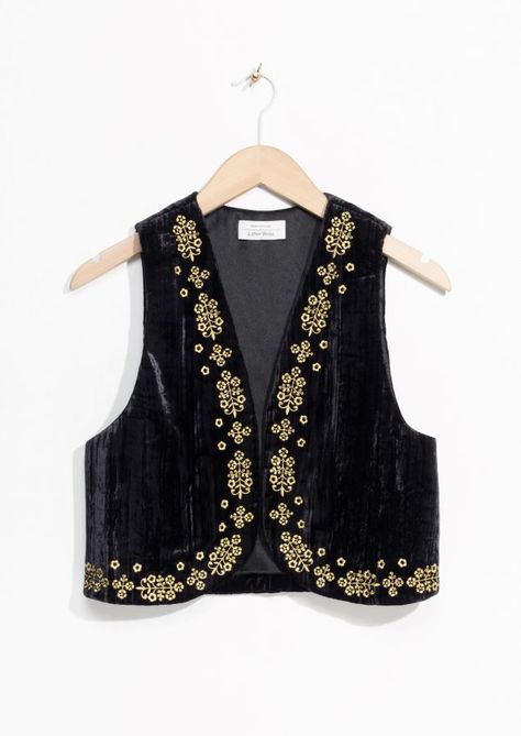 & Other Stories image 2 of Velveteen Vest in Black Bridal Suit, Velvet Vest, Boho Vest, Coat Women Fashion, Women Dresses Classy, Street Style Outfits Men, Everyday Fashion Outfits, Clothing Online Shop, Embroidery Designs Fashion