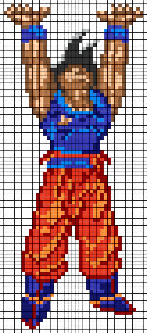 Goku Perler Bead Pattern, Dragon Ball Cross Stitch, Fairy Tail Pixel Art Grid, Pixel Art Dragon Ball, Dragon Pixel Art Grid, Pixel Art Manga, Dragon Ball Z Alpha Pattern, Pixel Art Noel, Luffy Gear 4