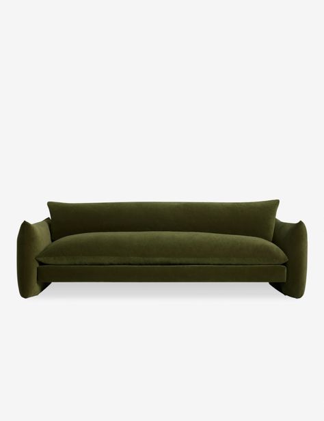 Banks Low Profile Sofa Green Velvet Banquette, Velvet Banquette, Low Back Sofa, Low Profile Sofa, Champagne Room, Burled Wood Furniture, Bright Living Room, Long Lumbar Pillow, Lulu And Georgia