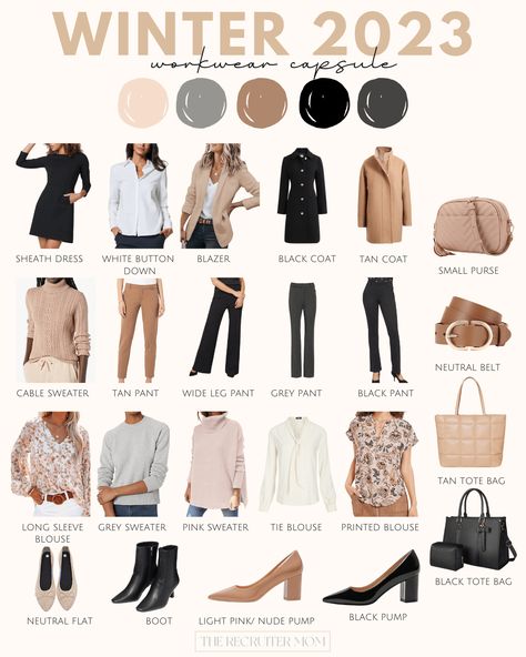 Winter Workwear Capsule - The Recruiter Mom Mom Summer Outfits, Business Capsule Wardrobe, Recruiter Mom, Winter Workwear, Workwear Capsule Wardrobe, Traveling Aesthetic, Workwear Capsule, Capsule Wardrobe Women, Mom Travel