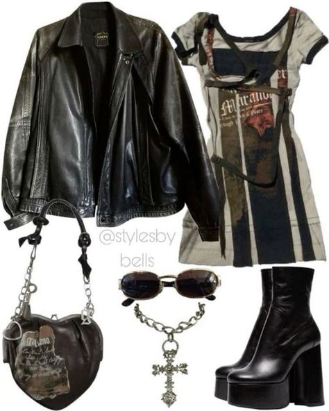 Rockstar Girlfriend Outfit Board, Goth Core Aesthetic Outfits, Grunge Barbie Outfits, Black Goth Outfit Aesthetic, Rockstar Grunge Outfit, Y2k Rockstar Gf Outfits, Rocker Girlfriend Aesthetic Outfits, Grunge Fancy Outfits, Black Edgy Outfits For Women