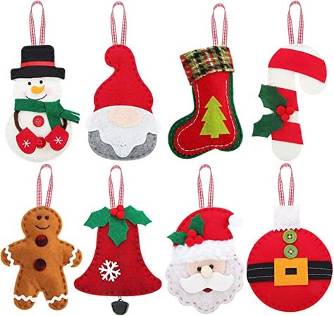 AmazonSmile: WILLBOND 8 Pieces 3D Christmas Tree Felt Ornaments Christmas Santa Clause Snowman Reindeer Bear Candy Cane, Christmas Stocking, Gnome Felt Toys Decoration for Christmas Tree Party: Home & Kitchen Decor For Christmas Tree, Christmas Tree Felt, 3d Christmas Tree, Decor For Christmas, Buy Christmas Tree, Reindeer Decorations, Candy Cane Christmas, 3d Christmas, Felt Christmas Ornaments