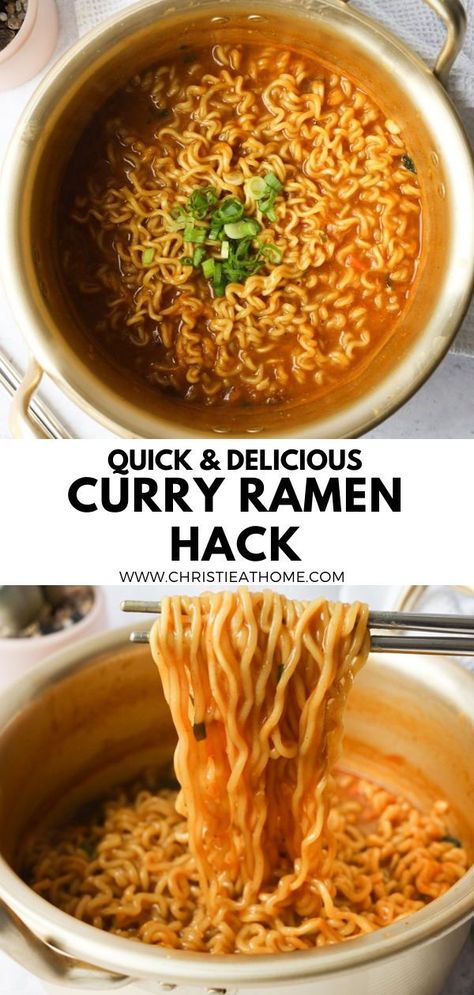 Quick Curry Ramen. Chewy bouncy ramen noodles cooked in creamy curry broth with a hint of garlic and a spicy kick. This recipe comes together so swiftly and it's super flavourful thanks to the Japanese curry. Recipe: https://christieathome.com/blog/curry-ramen-hack/ tags: curry ramen recipes, curry ramen noodles, curry ramen soup, curry ramen noodle recipes, simple ramen recipes, best ramen recipe, instant ramen hacks Curry Ramen Recipes, Curry Ramen Noodle Recipes, Ramen Noodle Recipes Simple, Simple Ramen Recipes, Curry Ramen Noodles, Instant Ramen Hacks, Best Ramen Recipe, Japanese Curry Recipe, Top Ramen Recipes