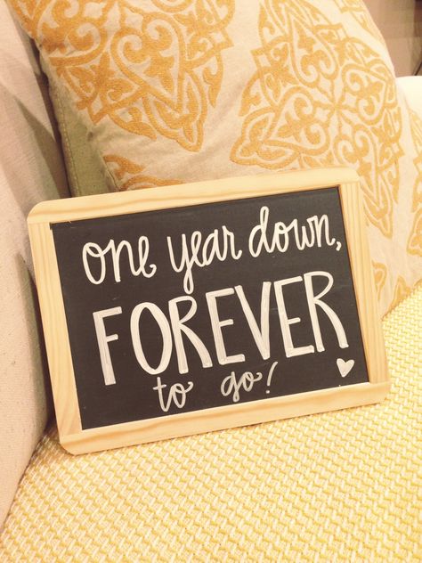 1st anniversary chalkboard by Lauren Heim. 1 Year Anniversary Boyfriend, Anniversary Chalkboard, Anniversary Boyfriend, 1 Year Anniversary Gifts, Girlfriend Anniversary, Diy Anniversary, Anniversary Pictures, 1st Wedding Anniversary, First Wedding Anniversary