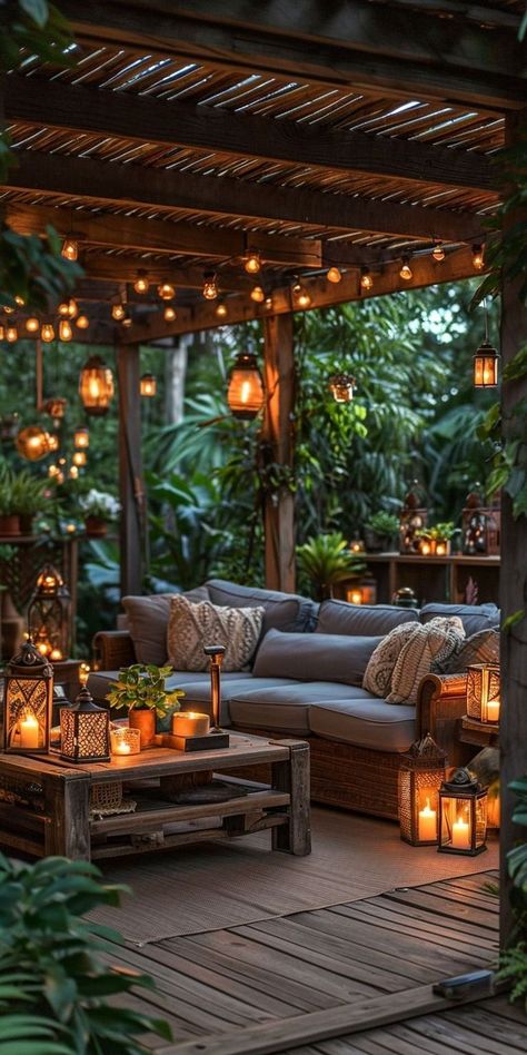 Decor Makeover, Patio String Lights, Cozy Backyard, Lounge Lighting, Backyard Inspiration, Vintage Bedroom, Patio Lounge, Outdoor Living Room, Outdoor Decor Backyard