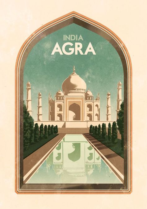 Catalina Estrada - Incredible India ~ Taj Mahal ~ Poster campaign ... India Poster, Taj Mahal India, Tourism Poster, Vintage India, Travel Icon, City Illustration, Free Canvas, Travel Illustration, Photo Vintage