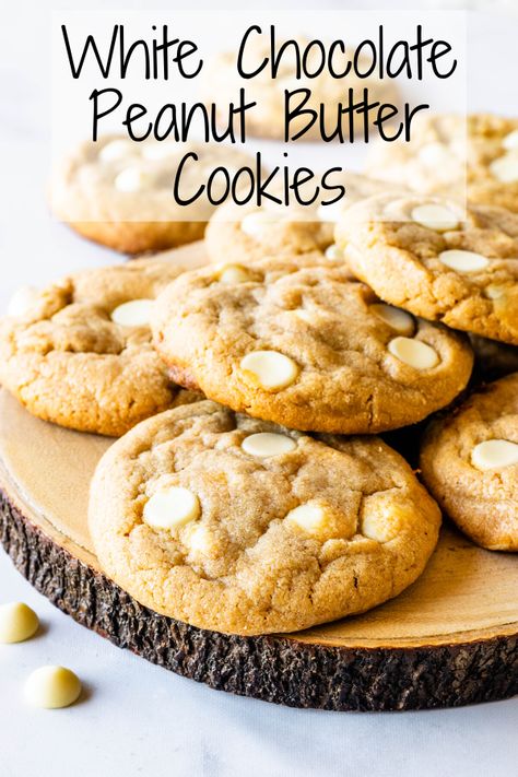 Peanut Butter Cookie Recipe Soft, White Chocolate Peanut Butter, Peanut Butter White Chocolate, Cookies Chewy, Smooth Peanut Butter, Baking Easy, The Best Cookies, Easy Peanut Butter Cookies, Best Cookies Ever