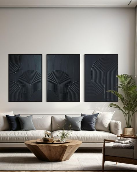 ZEN ARCH I Set of 3 Black Wall Art Modern Textured Art Plaster Art 3 Piece 3D Art Minimalist Original Artwork, Wabi Sabi Canvas Painting - Etsy Paintings Modern, Contemporary Arts, Wooden Pattern, Modern Interior Decor, Circle Wall Art, Wall Art Set Of 2, Paintings Abstract, Black Wall Art, Art Set Of 2