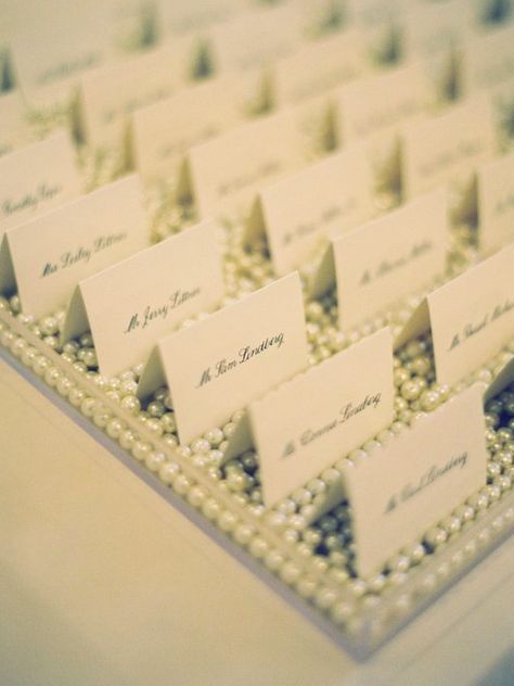 pearls Pearl Party, Theme Nature, Seating Cards, Seating Chart Wedding, Wedding Places, Table Cards, Wedding Seating, Pearl Wedding, Wedding Place Cards