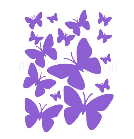 Butterfly Vinyl Wall Decals  Set of 15 by MonogramYou on Etsy, $9.95 Silhouette Arte, Black Butterflies, Free Stencils Printables, Butterfly Stencil, Butterfly Template, Stencils Printables, Deco Stickers, Free Stencils, Silhouette Stencil