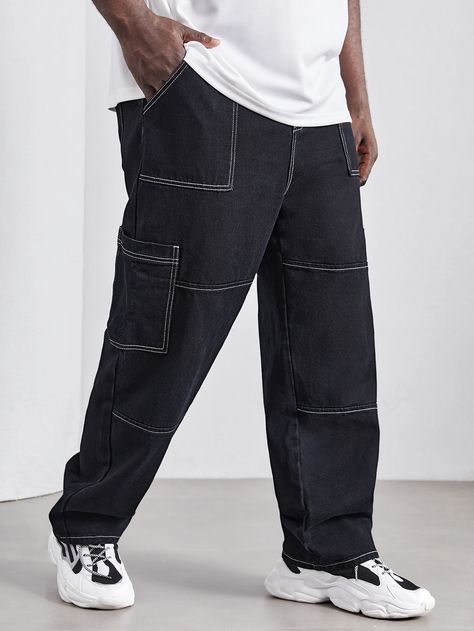 Black Cargo Pants, Jeans Cargo, Hair Perfume, Men Plus Size, Streetwear Men, Black Cargo, Cut Off Jeans, Streetwear Men Outfits, Cargo Jeans