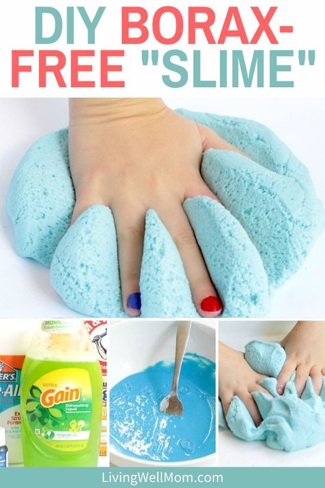 Dish Soap Slime, Make Slime For Kids, Borax Free Slime, Soap Slime, Fluffy Slime Recipe, Sticky Slime, Free Slime, Making Fluffy Slime, Slime Ingredients