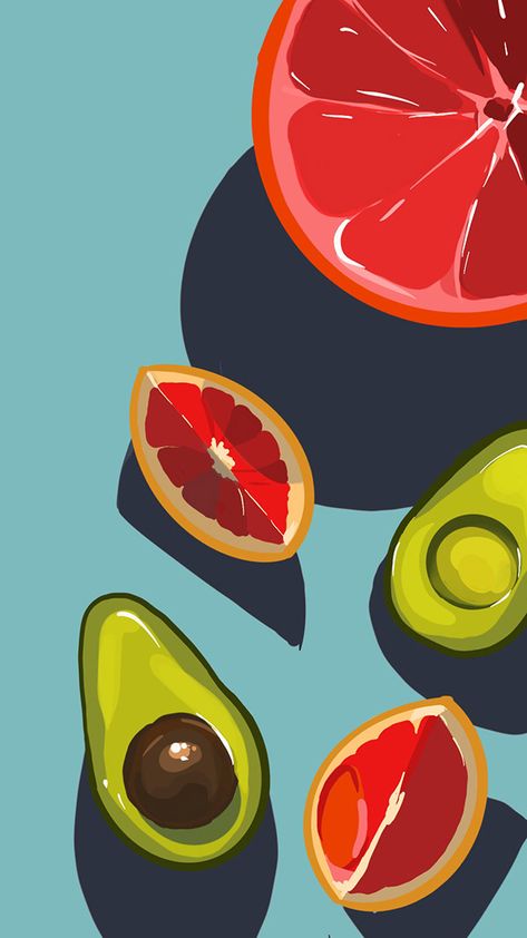 Digital Art Fruit, Easy Illustration Art Simple, Fruit Vector Art, Abstract Fruit Illustration, Fruits Acrylic Painting, Cute Fruit Drawings, Fruit Painting Easy, Fruit Illustration Design, Simple Abstract Art