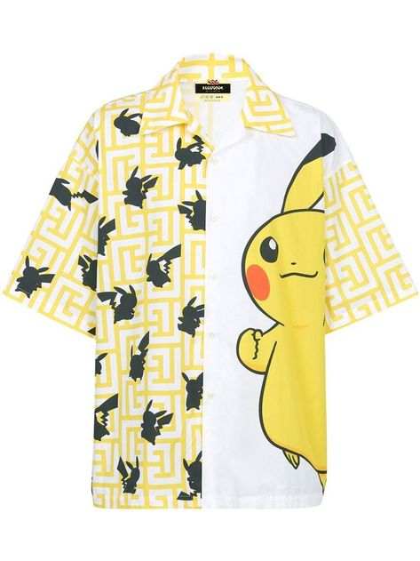 Pikachu Shirt, Balmain Shirt, Pokemon Clothes, Balmain Clothing, Pokemon Shirts, Balmain Men, Oversized Shirt, Logo Print, Oversized Fits