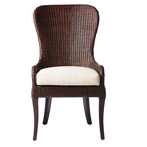 Rattan Dining Chairs, Painted Chairs, Cool Ideas, Rattan Furniture, Wicker Furniture, Wicker Chair, 인테리어 디자인, Side Chair, Dining Room Chairs