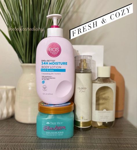 Eos Lotion Fresh And Cozy Combo, Eos Fresh And Cozy Combo, Fresh And Cozy Eos Layering, Peach Lotion, Eos Lotion, Women Hygiene, Scent Combos, Perfume Mist, Body Hygiene