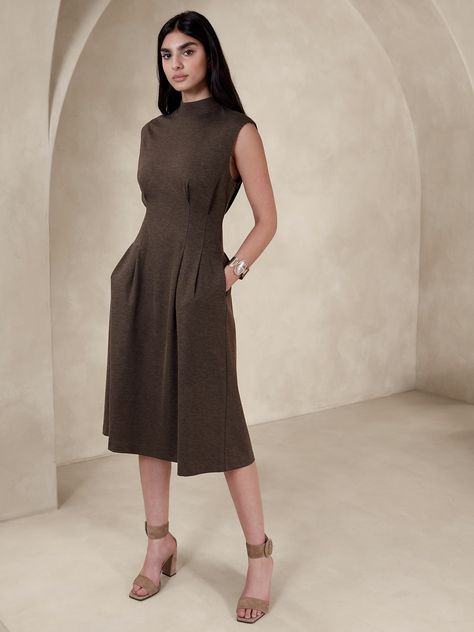 Rabia Ponte Midi Dress | Banana Republic Gray Lace Dress, 2023 Aesthetic, Modest Style, Fall 23, Stylish Work Attire, Business Wear, Leopard Dress, Shift Dress Black, Banana Republic Dress