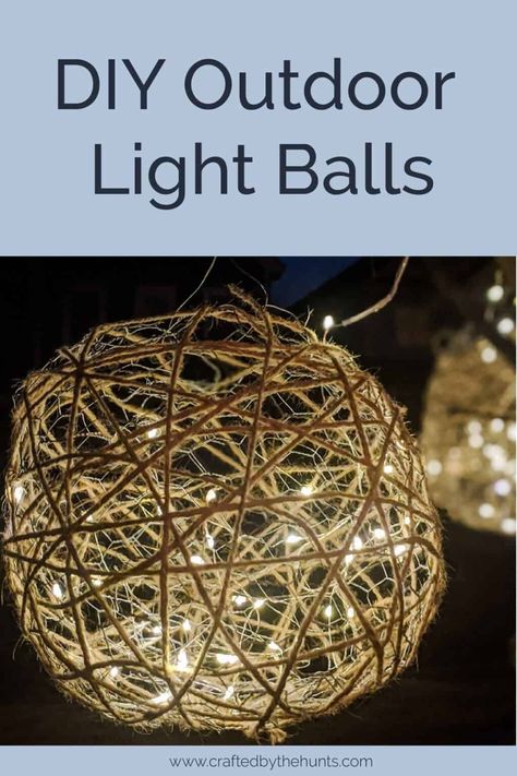 DIY Outdoor Light Balls in 5 Simple Steps - Crafted by the Hunts Light Balls Diy, Christmas Lights On House, Holiday Lights Outdoor, Twine Balls, Christmas Lights Outdoor, Diy Christmas Lights, Christmas House Lights, Christmas Light Displays, House Outdoor