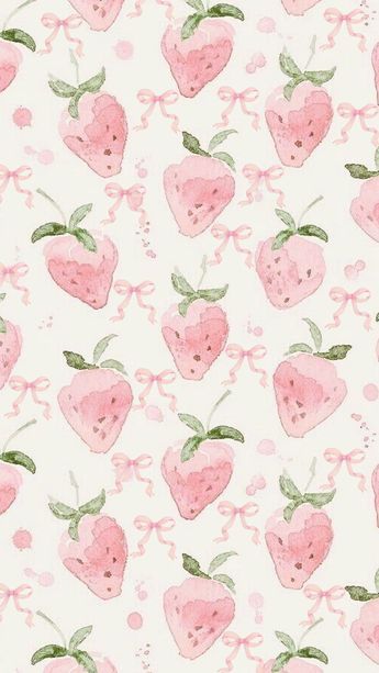 Strawberries Aesthetic, Spring Bows, Fruit Strawberry, Girly Coquette, Art Fruit, Bow Wallpaper, Coquette Pink, Wallpaper Nature, Cute Strawberry