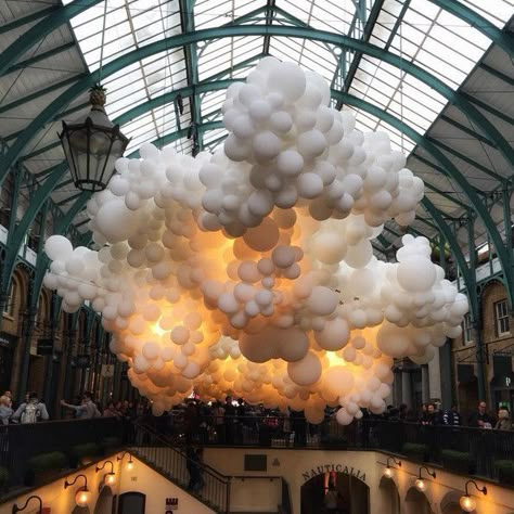 Artistic Installation, White Balloons, Art Installation, Balloon Art, The Ceiling, Ethereal Art, Covent Garden, Sculpture Installation, Light Installation