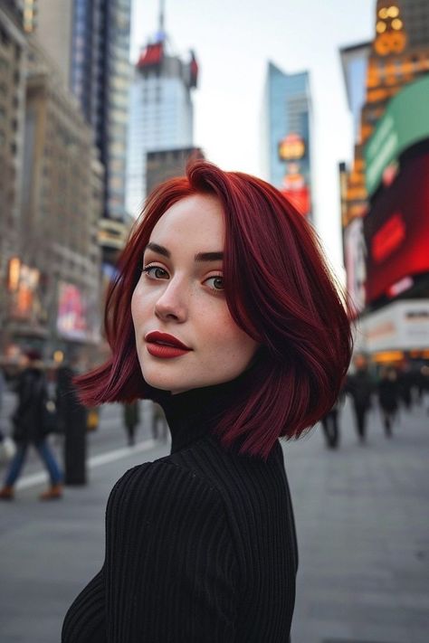 Best Red Hair Dye, Pelo Color Vino, Dark Red Hair Color, Red Hair Inspiration, Cherry Red Hair, Short Red Hair, Red Hair Inspo, Wine Hair, Dyed Red Hair