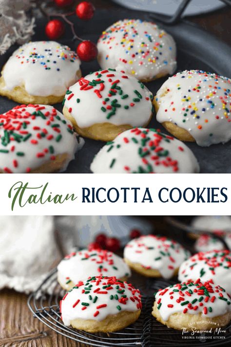 Ricotta Cookies Recipe, Italian Ricotta Cookies, Xmas Cookies Recipes, Christmas Cookie Recipes Holiday, Ricotta Cookies, Italian Christmas Cookies, The Seasoned Mom, Lost 100 Pounds, Italian Christmas