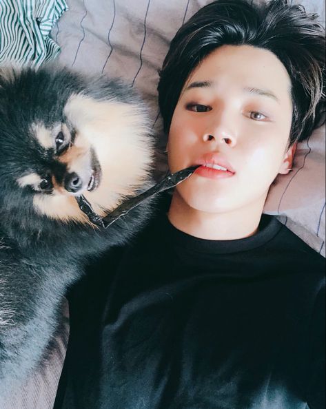 BTS | Jimin | Kpop Taehyung With Yeontan, Bts Dogs, V Smile, Kim Taehyung Wallpaper, Bts Group, Park Jimin Bts, Fan Fiction, Bts Korea, Bts Members