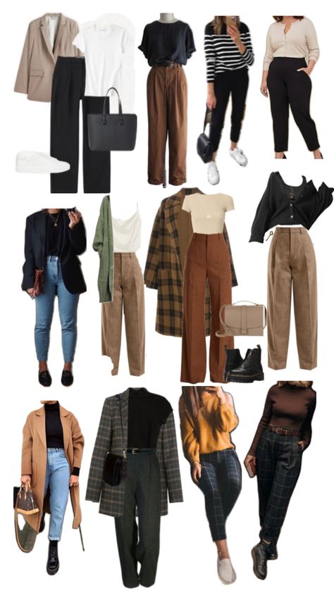 Autumn Style Curvy, Office Clothing Aesthetic, Pretty Outfits Autumn, Pretty Autumn Outfits, Fall Womens Work Outfits, Dark Academia Outfit Office, Dark Neutral Aesthetic Outfit, Cute Fall Professional Outfits, Business Casual Outfits Dark Academia