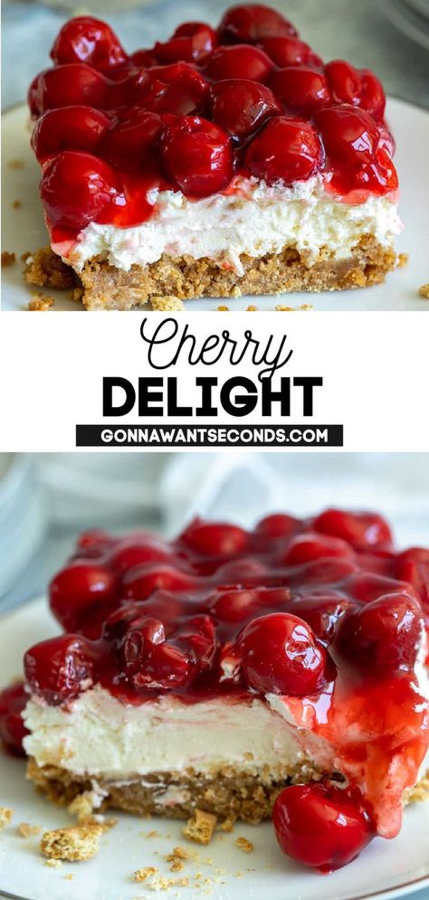 Cherry Delight Recipe, Cherry Delight Dessert, Cherry Recipes Dessert, Summer Desserts Easy Healthy, Cherry Delight, Healthy Summer Desserts, Cherry Desserts, Layered Desserts, Spring Desserts