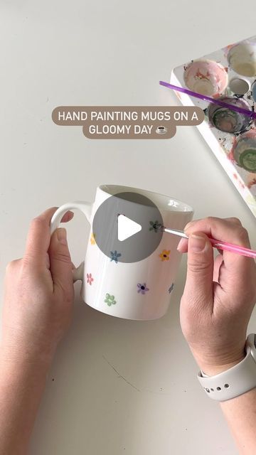 Katie Bookser on Instagram: "Try this for your next girls’ night craft activity!  ☕️ Paint designs using acrylic paint ☕️ Place mug in a cold oven and let it warm up to 350F ☕️ Once the timer goes off, let it cool in the oven ☕️ Hand wash only and it lasts for years!   #handpainted #mugpainting #craftnight #girlsnightin #craftideas #craftactivities #diymug #easycrafts" How To Paint Mugs, Hand Painted Mug Designs, Paint On Mugs Diy, Paint Your Own Mug Designs, Painting Mugs Diy Acrylic, Girls Night Arts And Crafts, Fall Girls Night Crafts, Easy Mug Painting Ideas, Diy Mug Painting