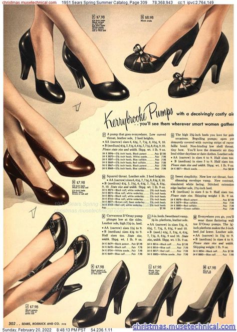 1950 Shoes, 1950s Heels, 1950s Shoes, 1940s Shoes, 50s Women, Smart Women, Christmas Catalogs, Retro Shoes, 1940s Fashion