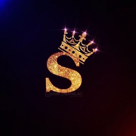 Letter S, Your Name, Crown, Gold, Black