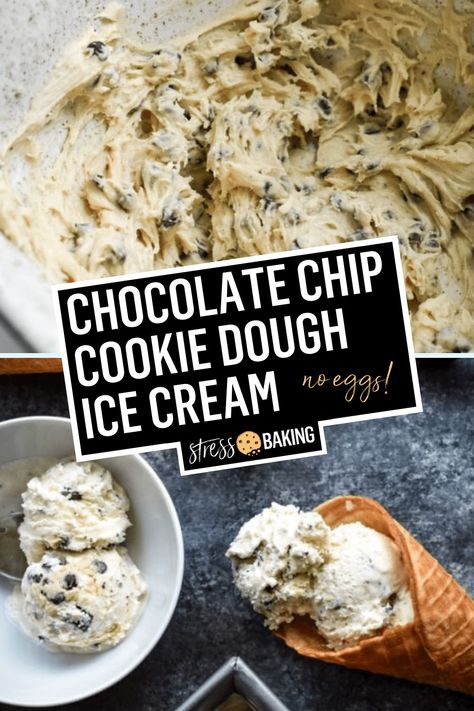 Homemade Cookie Dough Ice Cream, Cookie Dough Ice Cream Recipe, Kitchen Aid Ice Cream, Creamy Vanilla Ice Cream, Chocolate Chip Cookie Dough Ice Cream, Homemade Cookie Dough, Ice Cream Maker Recipes, Cookie Dough Ice Cream, Frozen Dessert Recipe