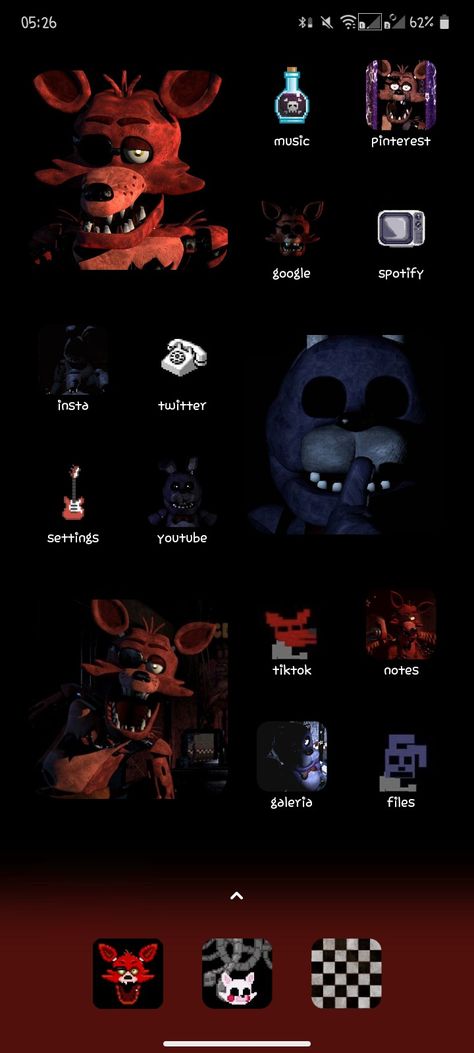 Fnaf Widgets Ideas, Fnaf Phone Layout, Fnaf Homescreen Layout, Fnaf Backgrounds Phone, Fnaf Iphone Layout, Fnaf Icons For Apps, Fnaf Phone Theme, Fnaf Layout, Fnaf Phone Wallpaper