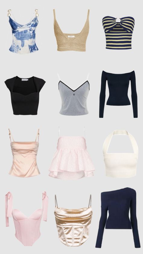 dream closet- tops ✨ Tops Collage, Inspi Outfit, Wishlist 2024, Bead Charms Diy, Cute Everyday Outfits, Really Cute Outfits, Spring Looks, Cute Fits, Fit Inspo