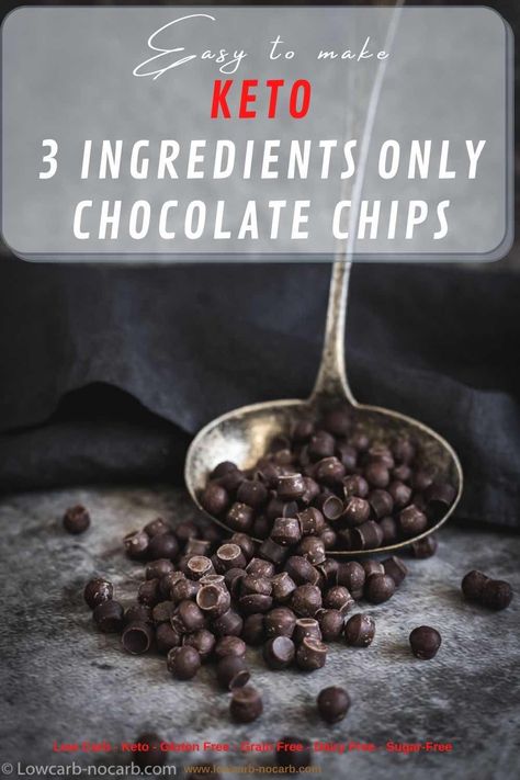 How To Make Homemade Keto Sugar-Free Chocolate Chips with Allulose is a super Quick and Easy Keto Recipe made with 3 ingredients only. This Low Carb Chocolate Chips Recipe is also fully Gluten-Free, Dairy-Free, super Affordable, and a great addition to Keto Desserts you are planning to bake. Allulose Recipes, Stevia Desserts, Chocolate Chips Recipe, Low Carb Gingerbread Cookies, Low Carb Gingerbread, Keto Caramel, Keto Chips, Low Carb Cookies Recipes, Lowcarb Recipes