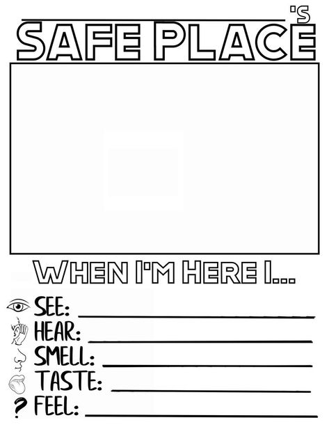 Safe Place Activity, Building My Safe Space Worksheet, Building My Safe Place Worksheet, Mental Health Coloring Pages For Kids, Safe Place Worksheet, Mental Health Coloring Pages, Place Worksheet, School Based Therapy, Play Therapy Activities