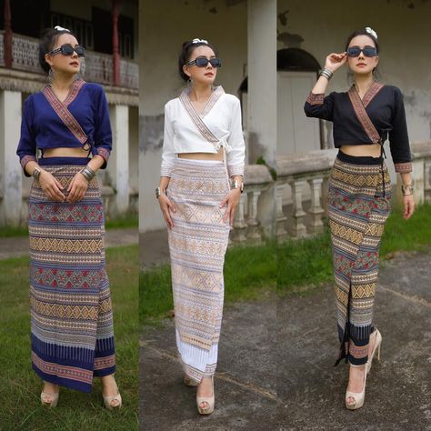 Vintage Tai Lue TRADITIONAL CLOTHES SET Available In Three Colors – Thailand Vintage Sarong And Blouse Clothe Set For Women by SIRILANNAth on Etsy Tie Sarong, Thai Traditional Clothing, Northern Girls, Traditional Clothes, Clothes Set, Silk Skirt, Sarong, Large Bust, Set For Women