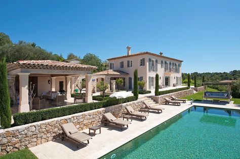 This beautiful house is situated in the South of France France House Exterior, South Of France House, Tuscan Style Architecture, Manor Exterior, Mougins France, France House, Lodge Design, France Country, House Property