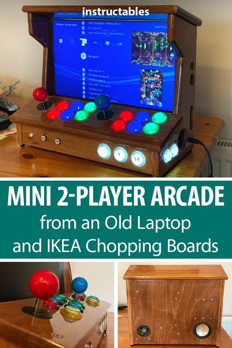 Old Laptop Projects Diy, Instructables Projects, Arcade Cabinet Plans, Arcade Diy, Diy Arcade Cabinet, Arcade Table, Retro Arcade Machine, Old Laptop, Geek Diy