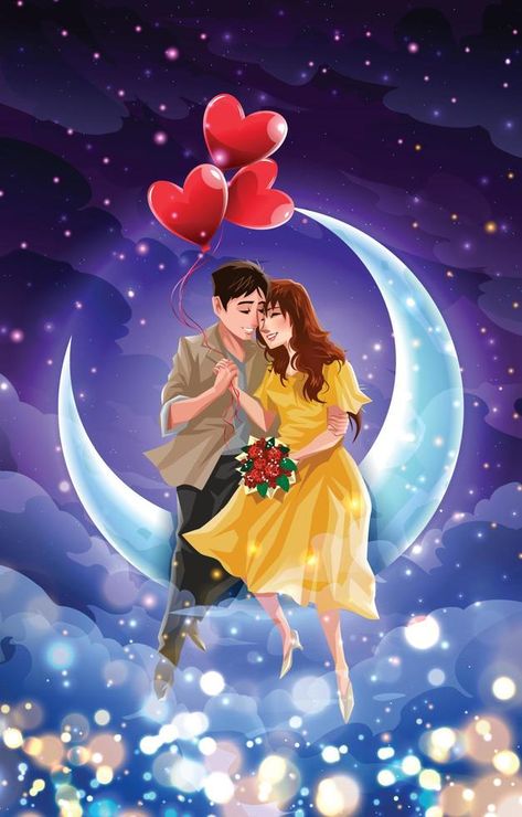 Valentines Day Concept with Couple Sitting and Hugging by The Moon Valentine's Day Wallpaper, Wallpaper Valentines, Valentines Day Wallpaper, Artsy Background, Couple Sitting, Love Cartoon Couple, Day Wallpaper, Cute Couple Dancing, Ipad Background