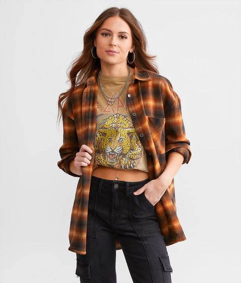 Button Down Oversized Shirt, Orange Flannel, Womens Flannel Shirt, Waist Circumference, Women Shirts Blouse, Rib Cage, Shirts Blouses, Women's Shirts, Oversized Shirt