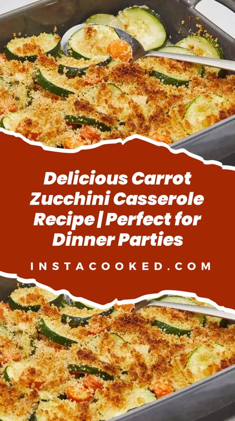 Image of Carrot Zucchini Casserole, a vibrant and flavorful dish featuring sliced carrots and zucchinis mixed with a creamy blend of mayonnaise, grated onion, and horseradish. Topped with a crunchy layer of Italian bread crumbs and melted butter, this casserole offers a unique twist on traditional American cuisine, perfect for dinner parties. Make Ahead Vegetable Side Dishes, Carrot Casserole Recipes, Dinner Party Casseroles, Carrot Casserole, Zucchini Casserole Recipes, Carrot Zucchini, Italian Recipes Dessert, Zucchini Casserole, Simple Green Salad